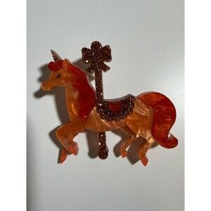 Mini Arabella Brooch - Curious Carousel Orange Horse Pony Carnival Circus Pin